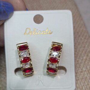 delicates Gold and Red Earrings